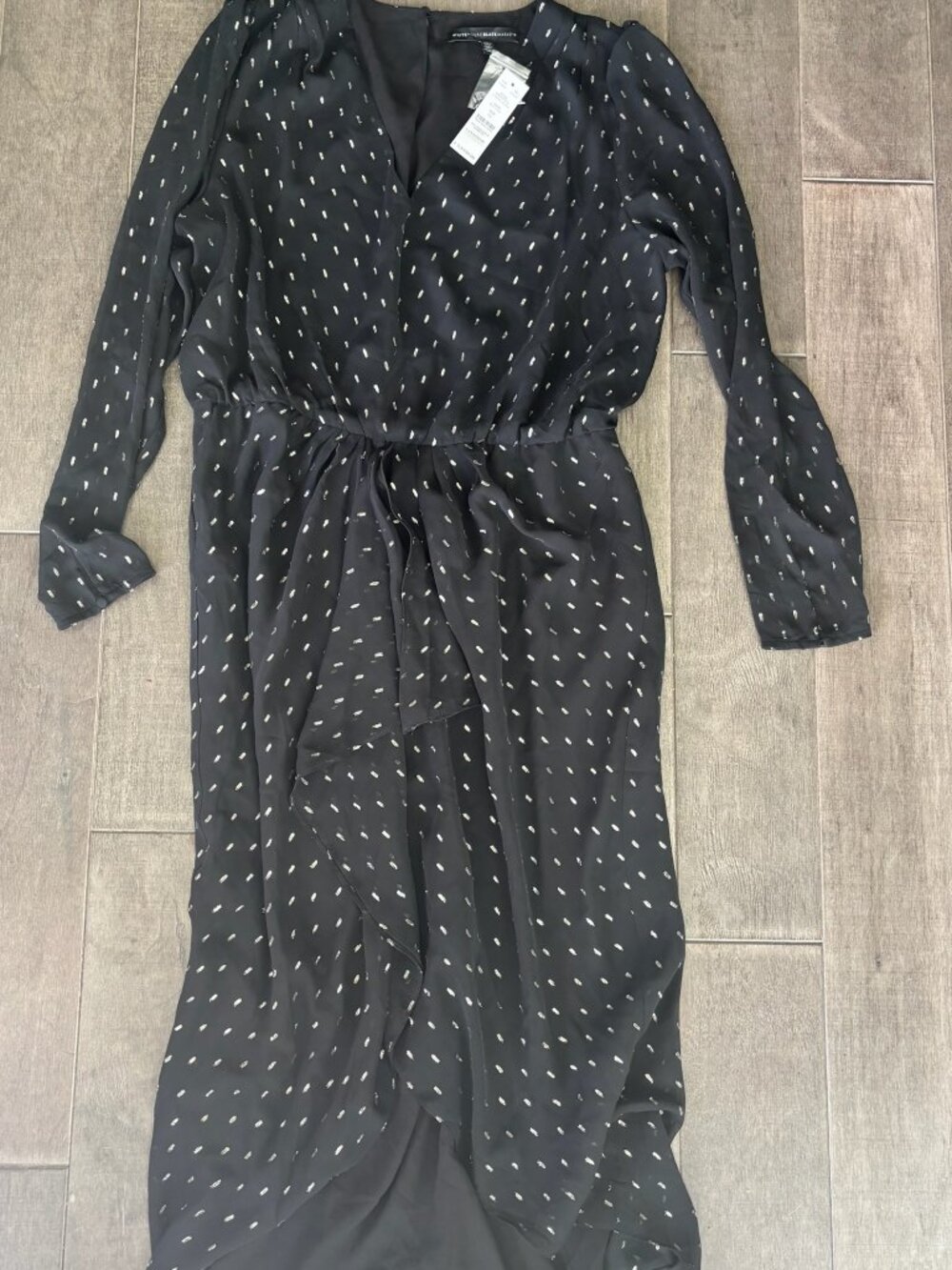 NWT White House Black Market long-sleeve midi dress metallic accents